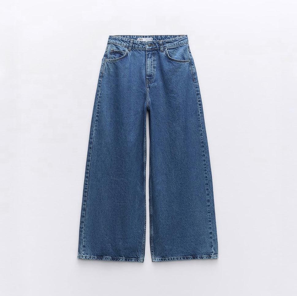 ШИРОКИЕ ДЖИНСЫ С ОГРОМНЫМИ КАРМАНАМИ ZARA Z1975 WIDE LEG HIGH-RISE JEANS Цвет Blue / Синий M00513