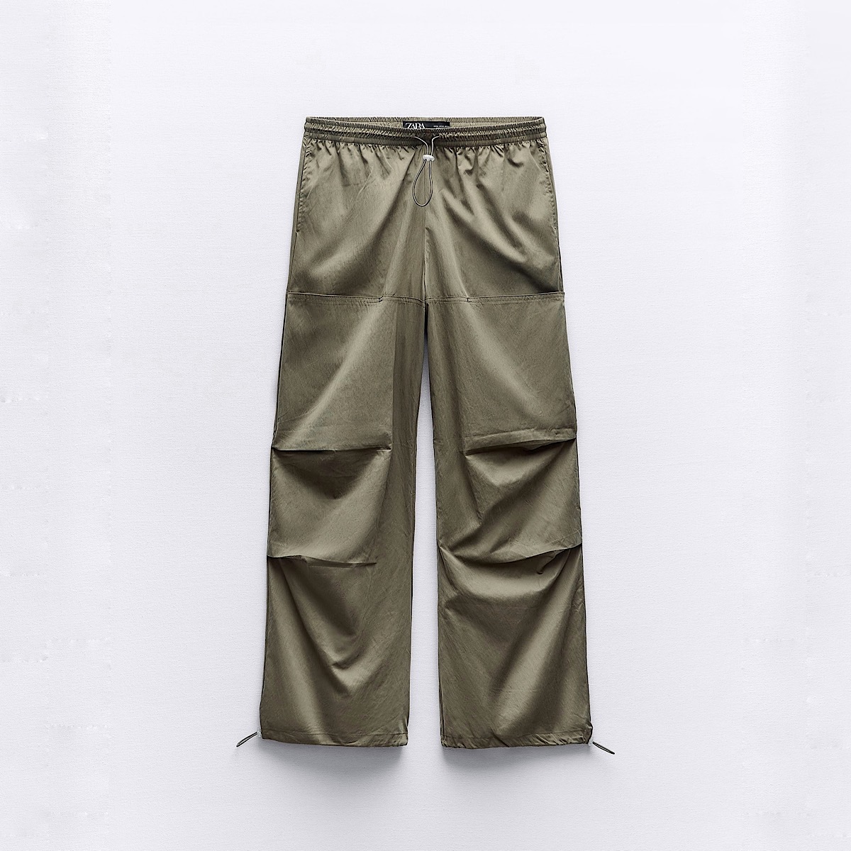 БРЮКИ ПАРАШЮТЫ ZARA ЦВЕТ ХАКИ M00439