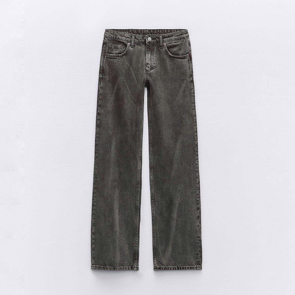 ДЖИНСЫ НА НИЗКОЙ ТАЛИИ ZARA MID-RISE WIDE-LEG TRF ЦВЕТ BLACK / ЧЕРНО-КОРИЧНЕВЫЙ M00501