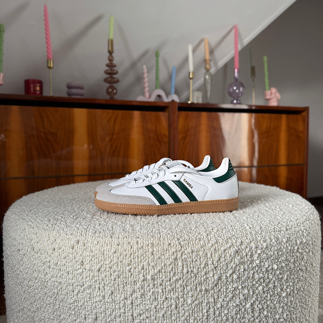 ADIDAS SAMBA OG SHOES Cloud White / Collegiate Green / Gum M00713