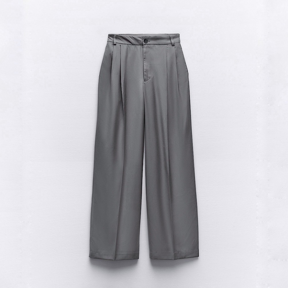 КОСТЮМНЫЕ БРЮКИ ZARA FULL LENGTH LIGHT GREY  / СВЕТЛО-СЕРЫЙ M00451