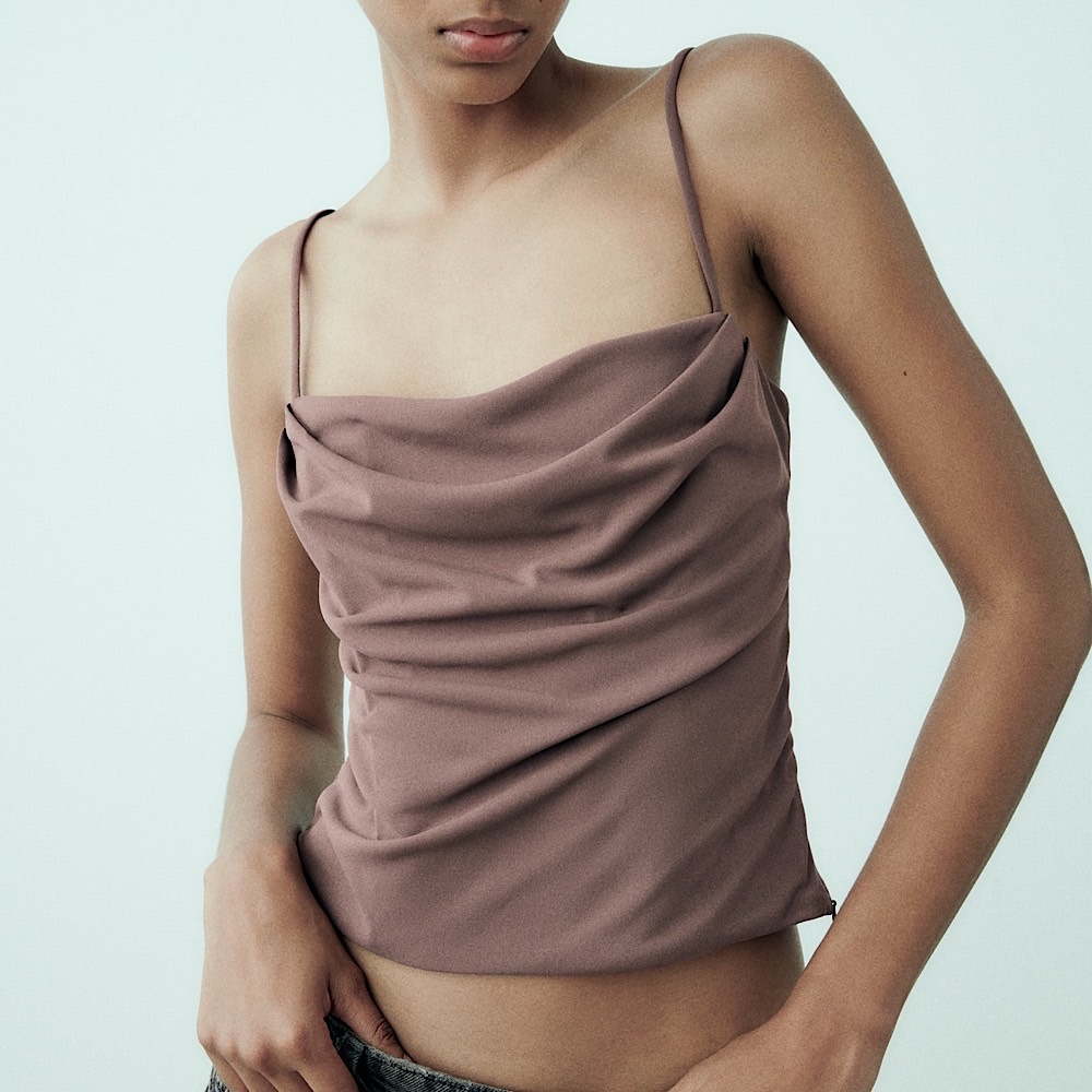 КОРСЕТНЫЙ ТОП ZARA цвет Mink / бежево-коричневый M00364