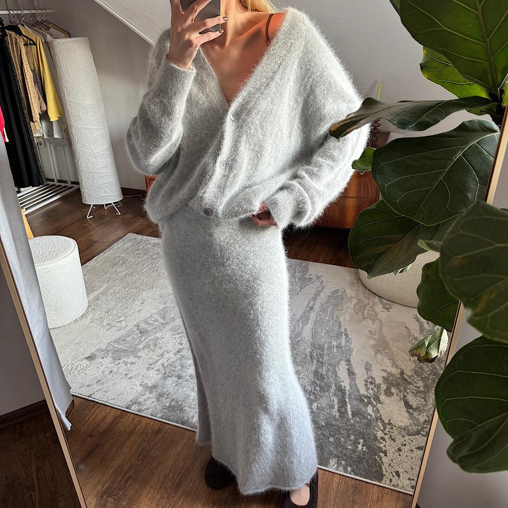 КОМПЛЕКТ ИЗ АНГОРЫ OSTIN PREMIUM СЕРЫЙ M00798