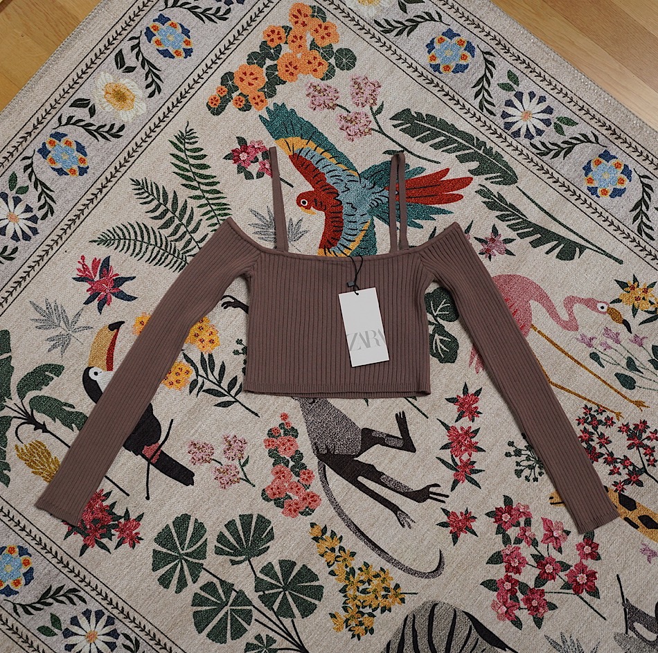 УКОРОЧЕННЫЙ ТРИКОТАЖНЫЙ ТОП ZARA ЦВЕТ MINK / КОФЕ С МОЛОКОМ M00370