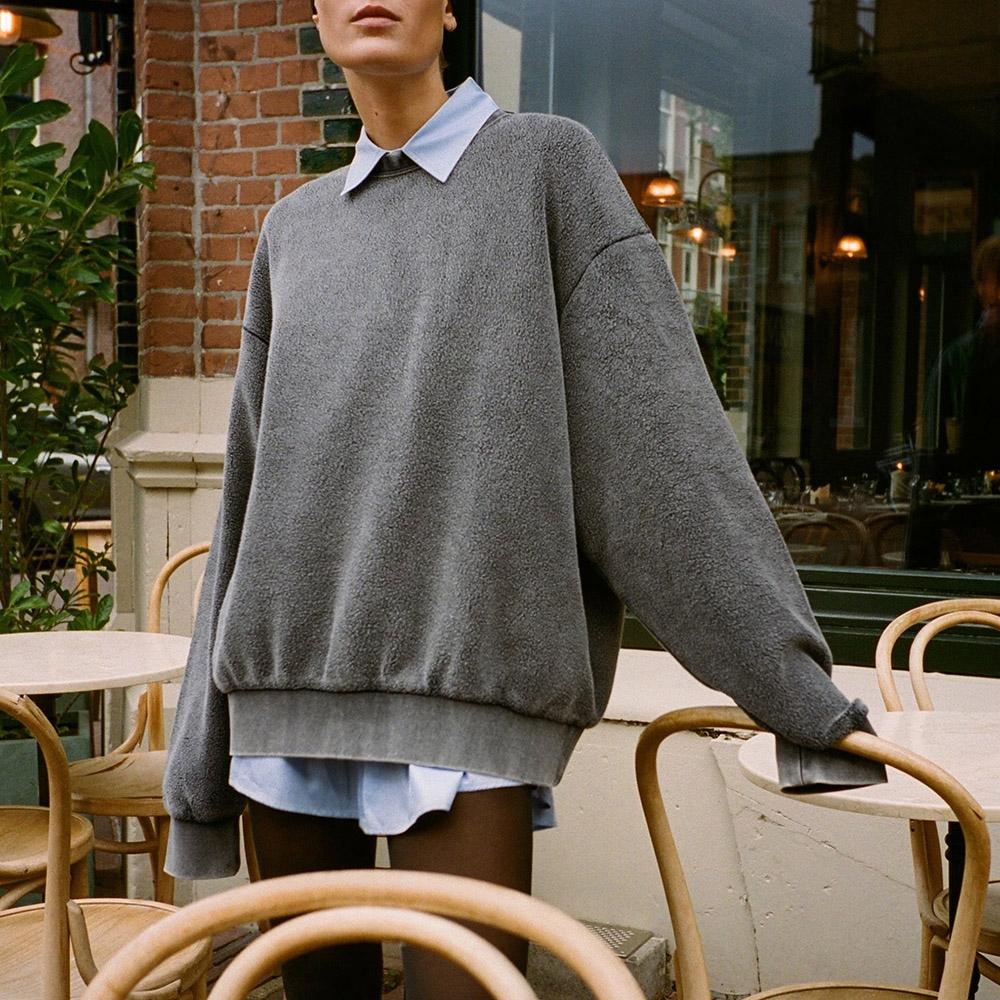 ОВЕРСАЙЗ СВИТШОТ ZARA FADED-EFFECT OVERSIZE SWEATSHIRT DARK GREY M00384