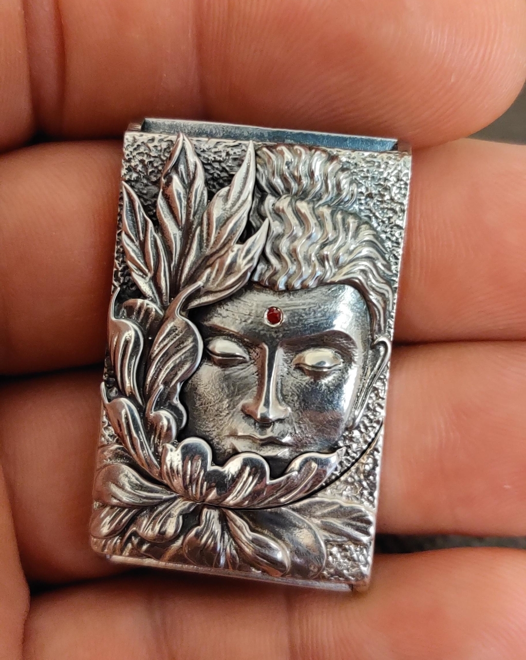 Фурнитура для браслетов из кожи "Цветок Будды", серебро