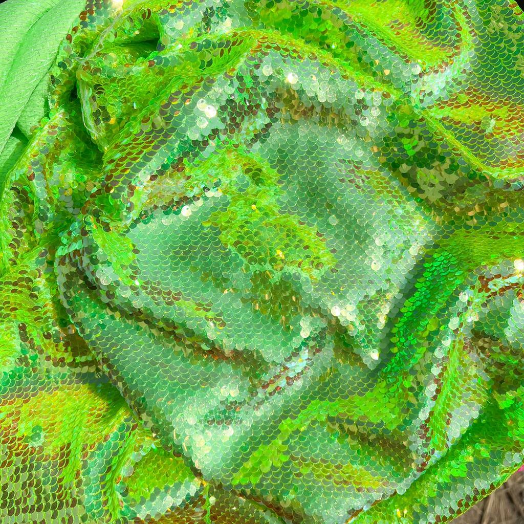 Ткань с пайетками Антистресс 5мм #112 - Салатовый Неон