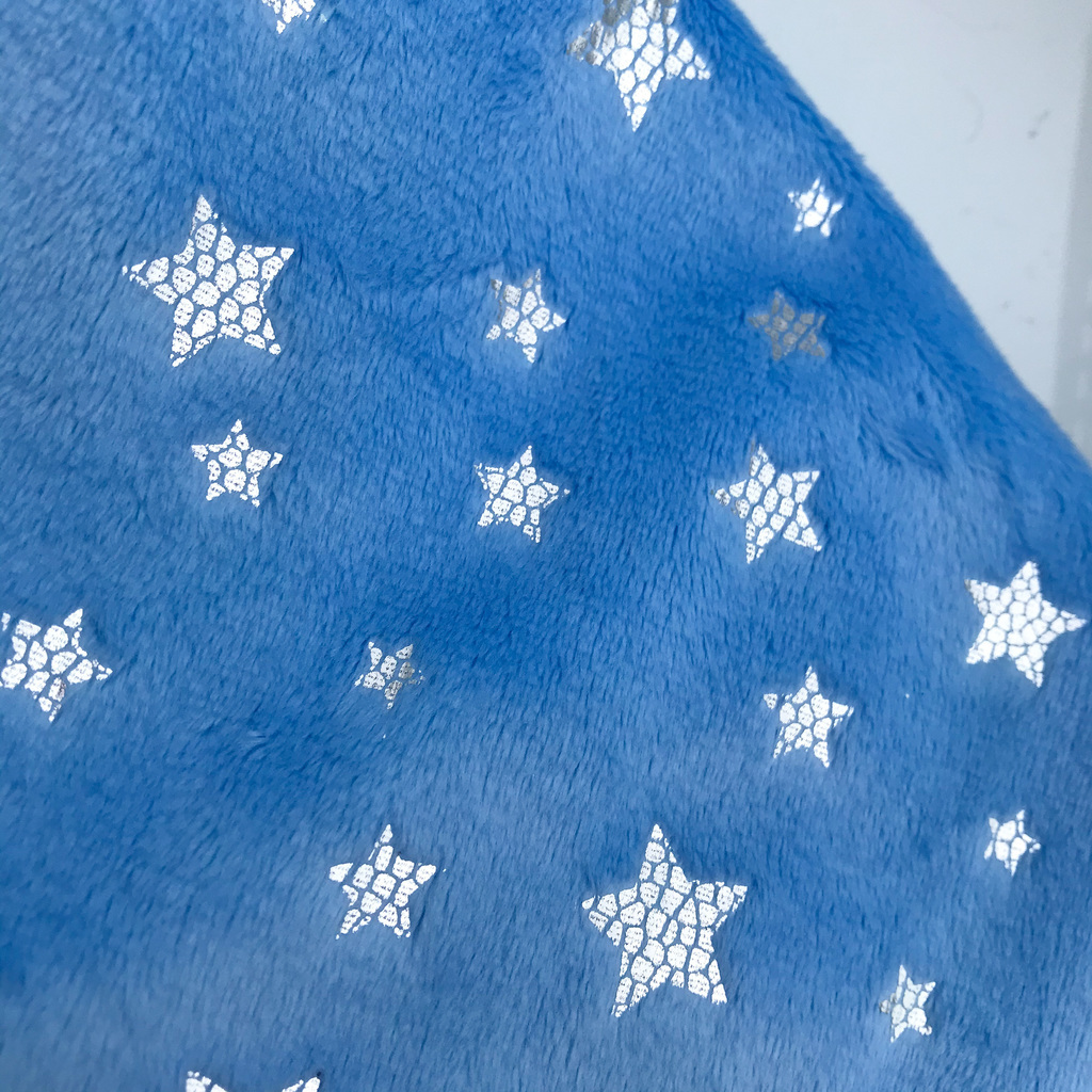 Плюш Минки Голубой с Фольгированием - Серебро Звезды