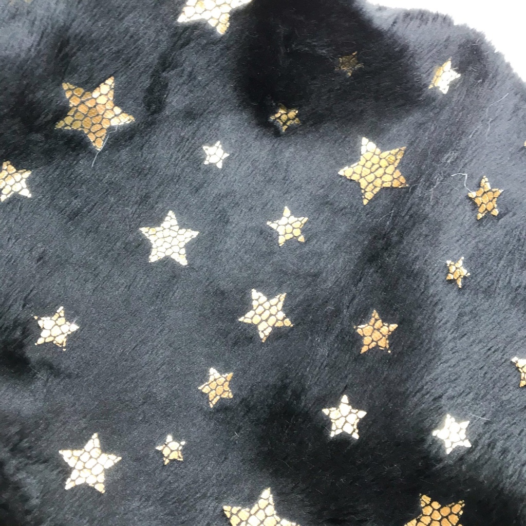 Плюш Минки Чёрный с Фольгированием - Золото Звезды