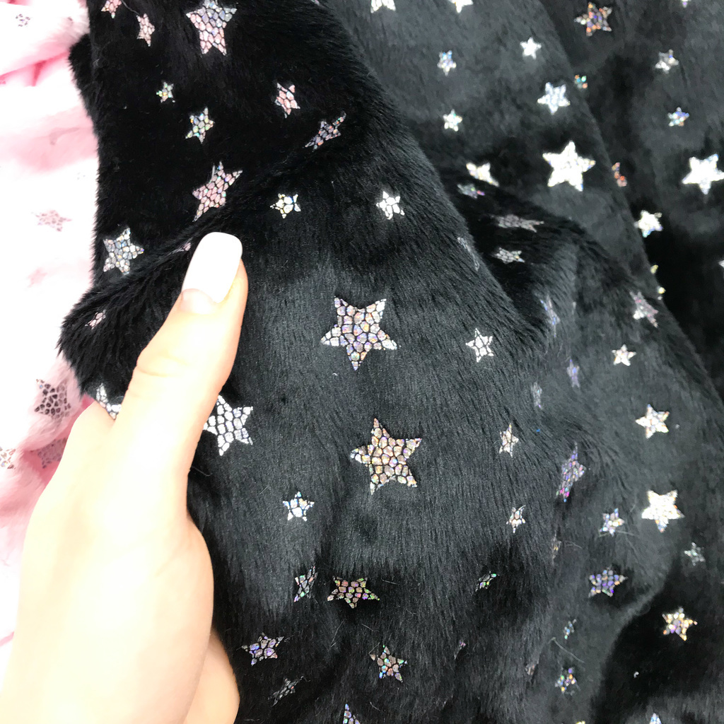 Плюш Минки Чёрный с Фольгированием - Голография Звезды