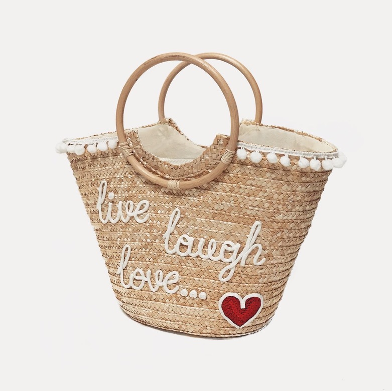 Сумка-корзинка из соломы “Live Laught Love”