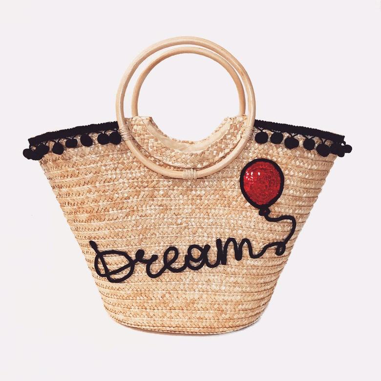 Сумка из соломы с вышивкой "Dream"