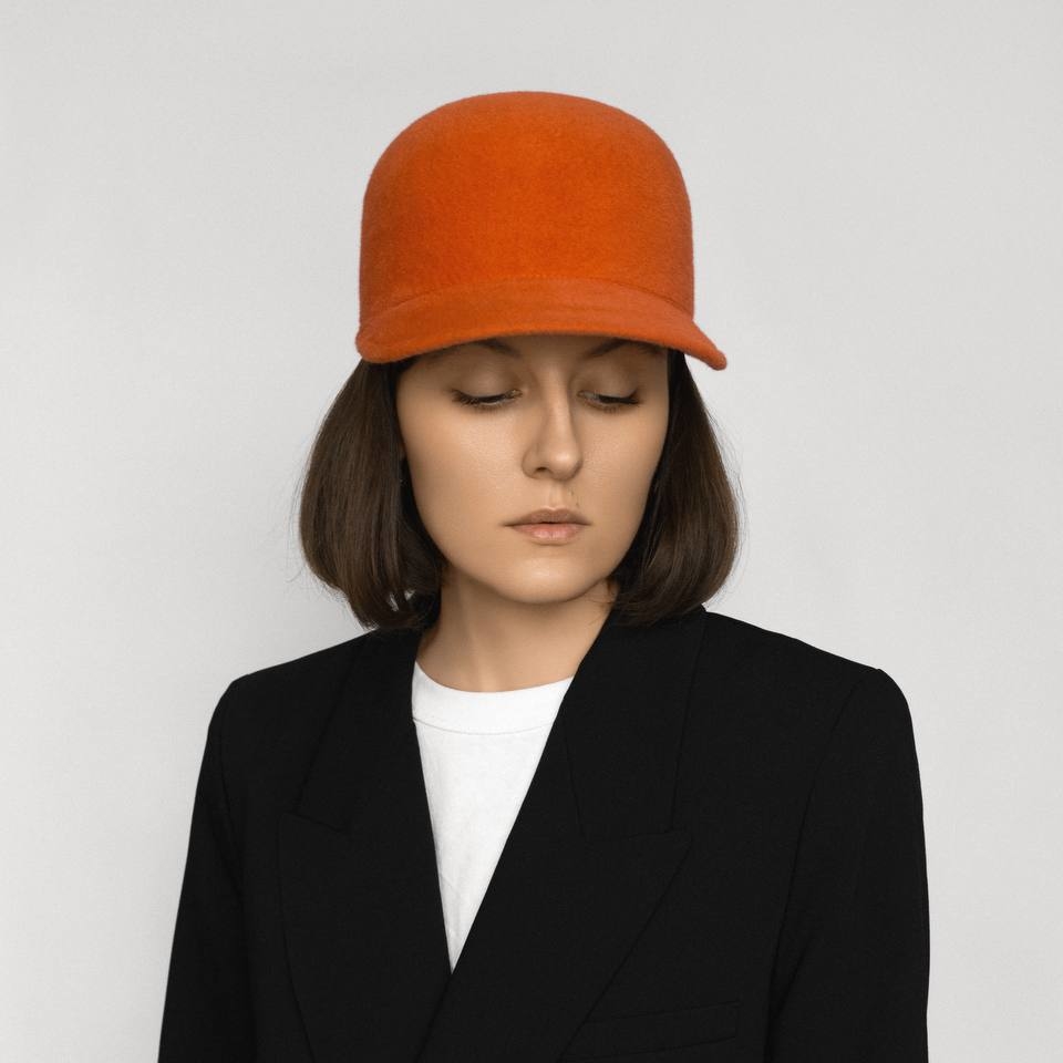 Бейсболка из чешского кроличьего пуха/оранжевый