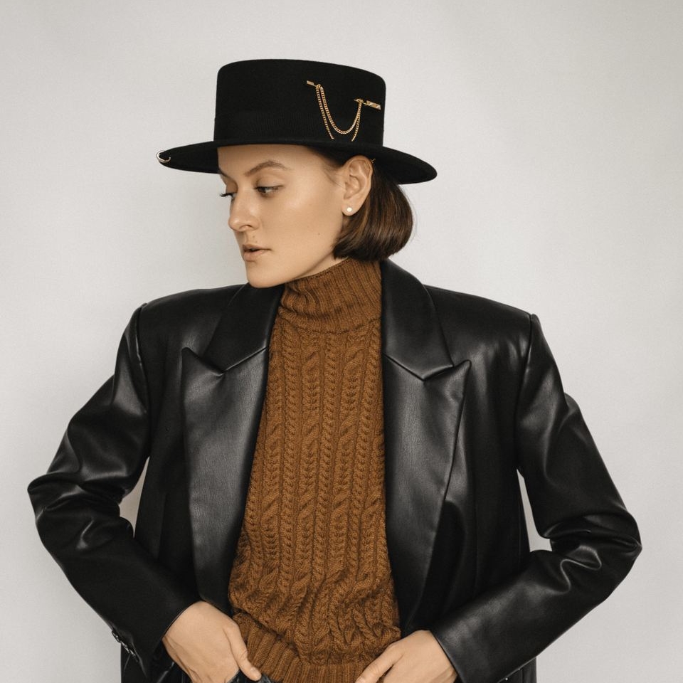 Канотье из фетра поля 8,5 см/черный