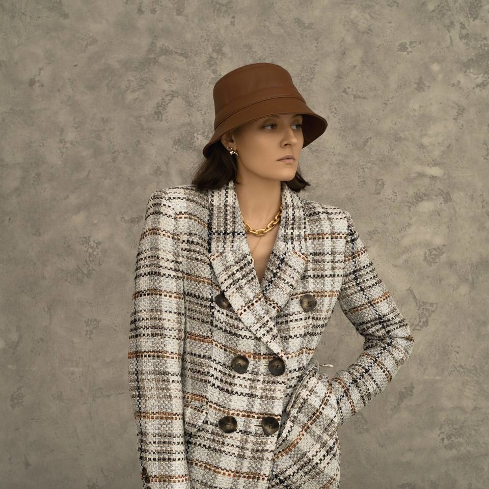 Панама из итальянской кожи/whiskey