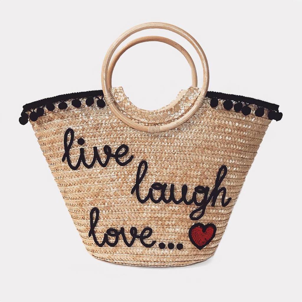 Сумка-корзинка из соломы “Live Laught Love”