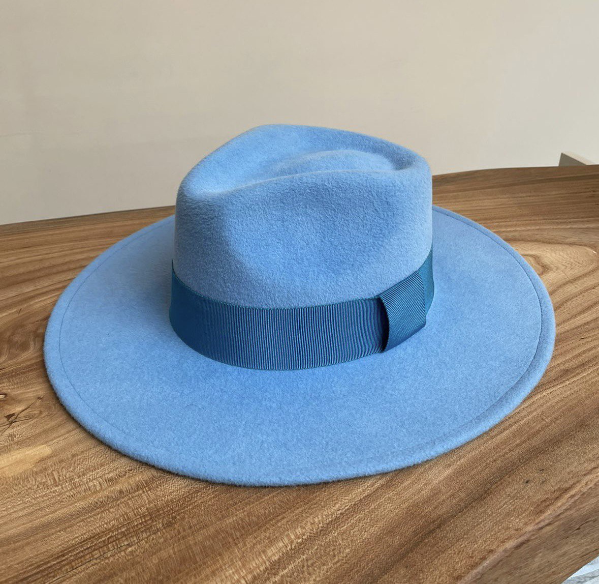 Шляпа федора FF03 широкополая с прямыми полями из велюра/бирюза
