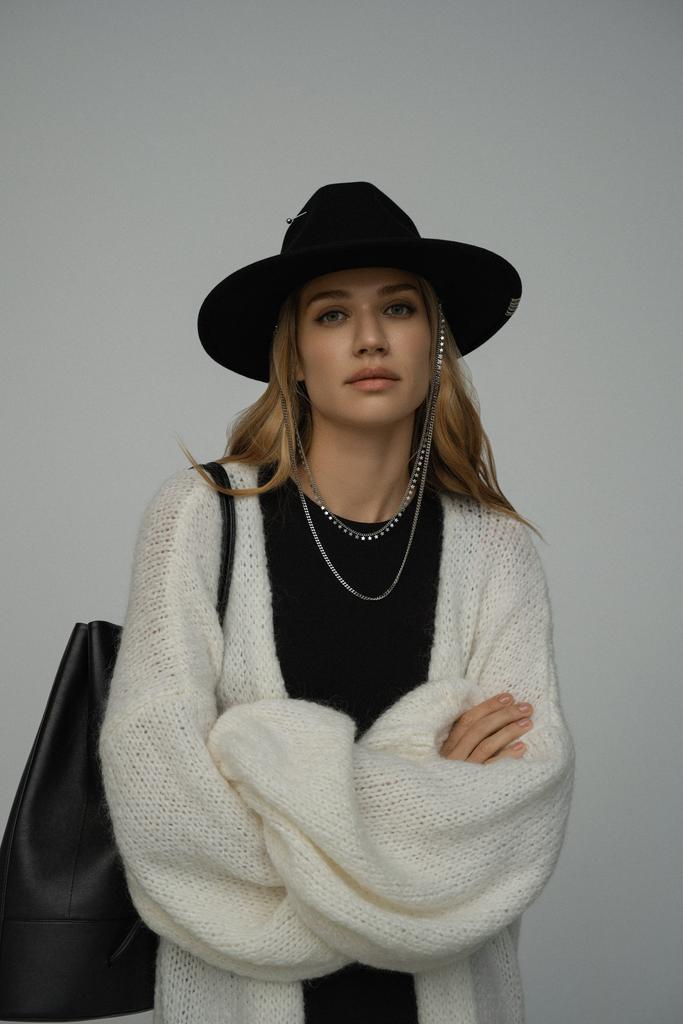 Шляпа федора FF03 из фетра с пирсингом, цепью STARS/черный