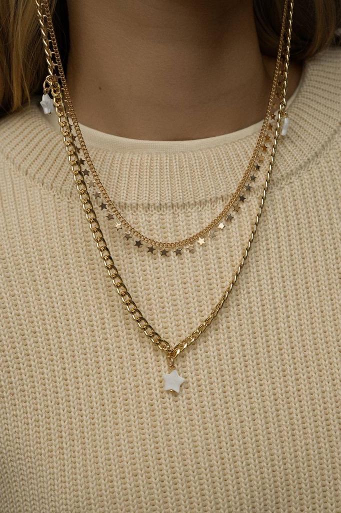 Двойная цепочка с натуральным перламутром STARS