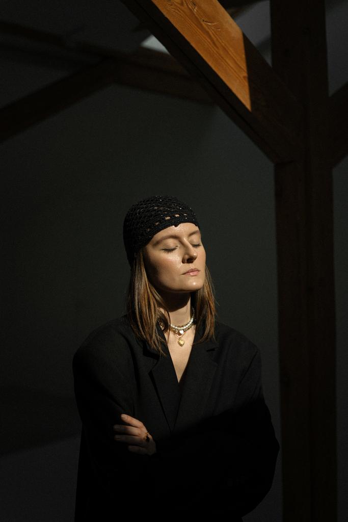 Кроше ручной работы из хлопка с люрексом/черный