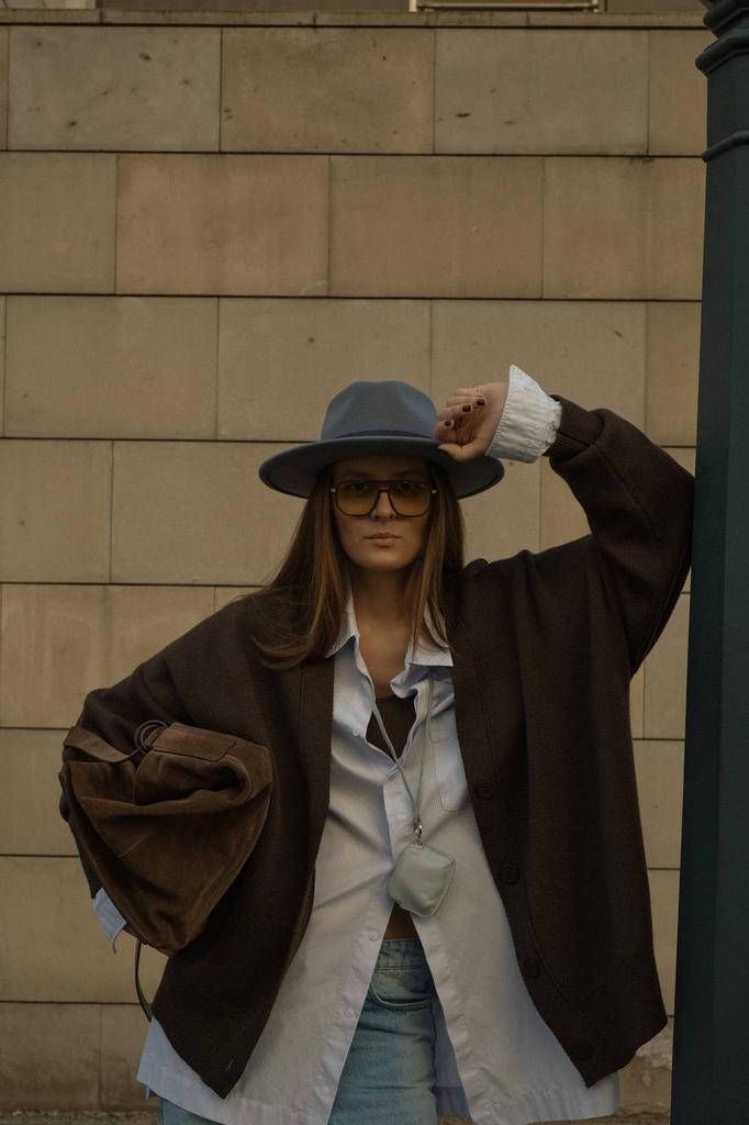 Шляпа федора FF03 широкополая с прямыми полями/деним