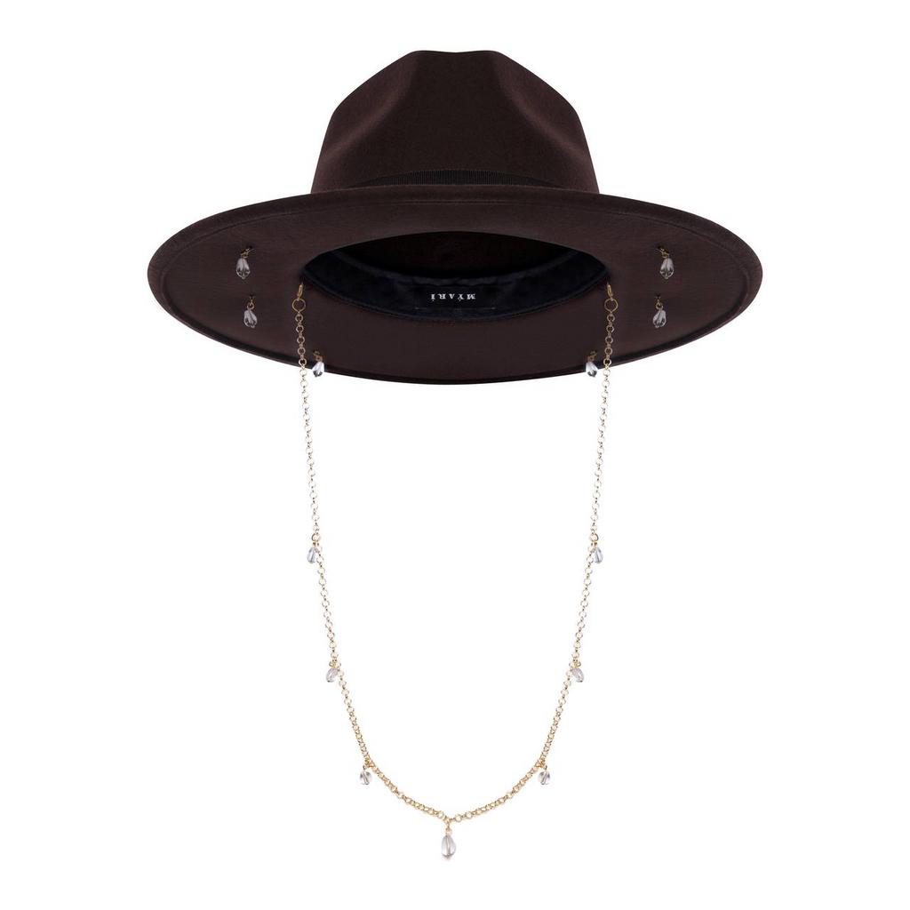 Шляпа федора Ff03 из фетра с горным хрусталём RAIN/шоколад