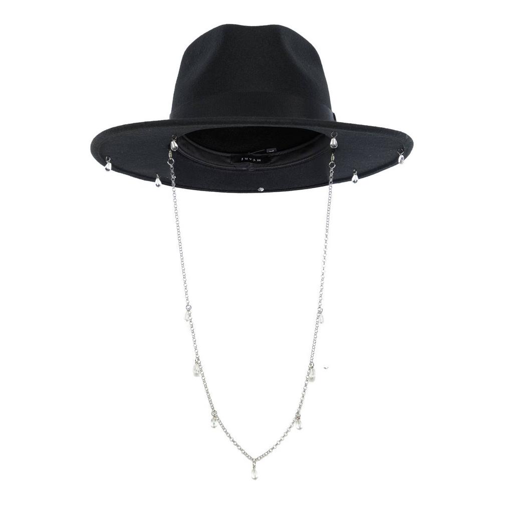 Шляпа федора FF03 из фетра с горным хрусталём RAIN/чёрный