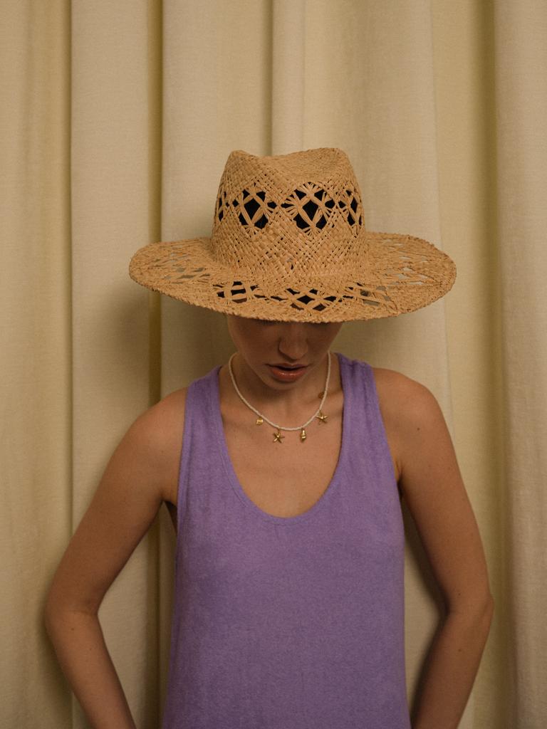 Шляпа федора FF06 из рафии