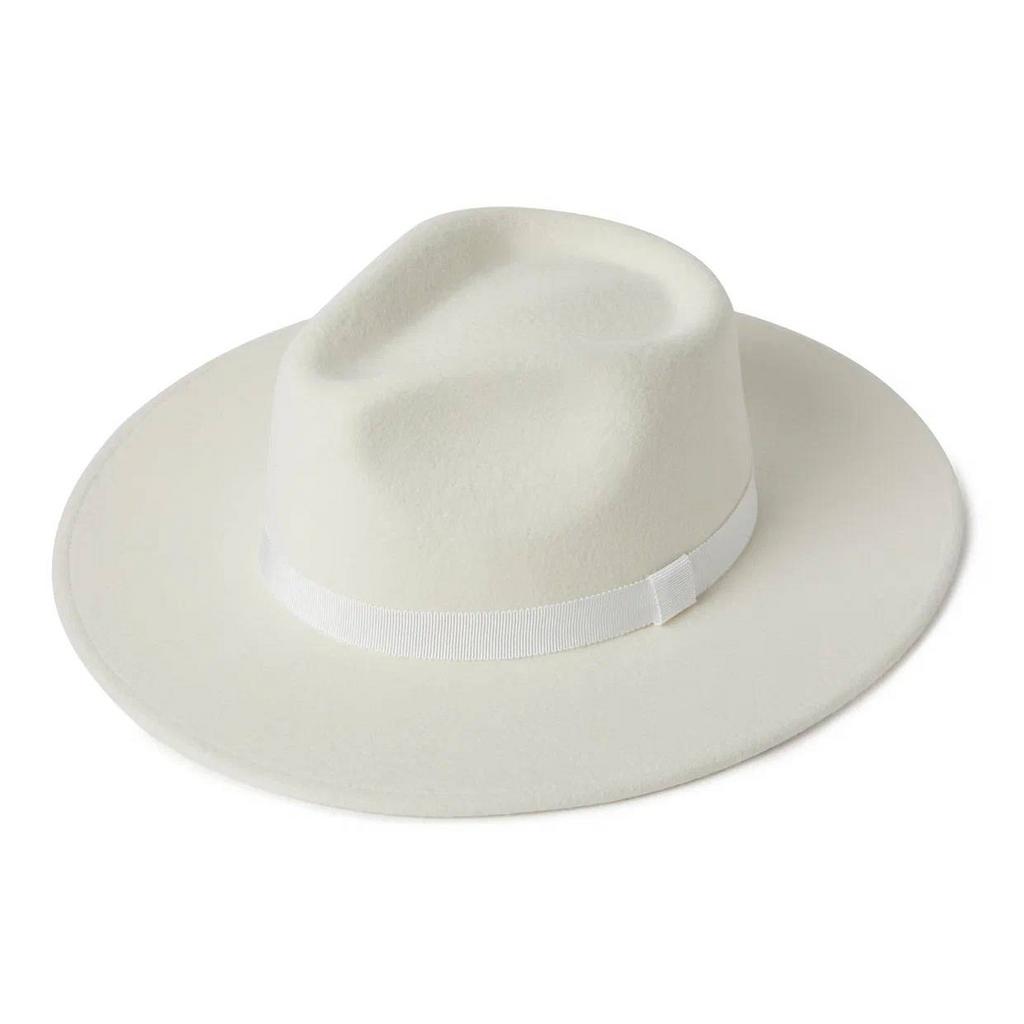 Шляпа федора FF03 широкополая с прямыми полями из фетра/белая
