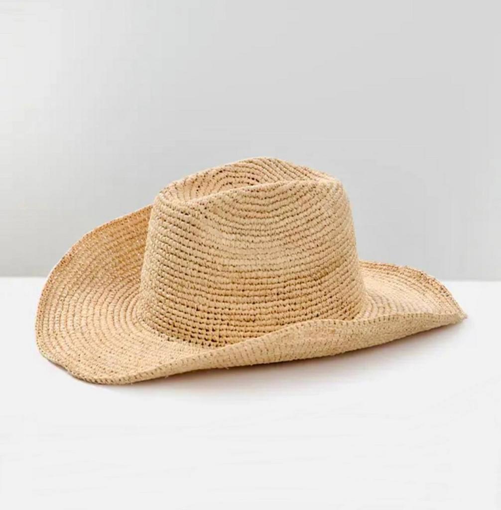 Шляпа федора из рафии вязанная Cowboy