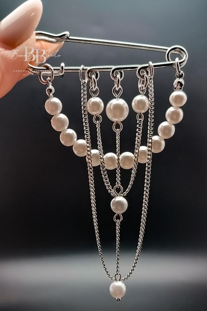 Брошь-булавка с жемчугом Майорка