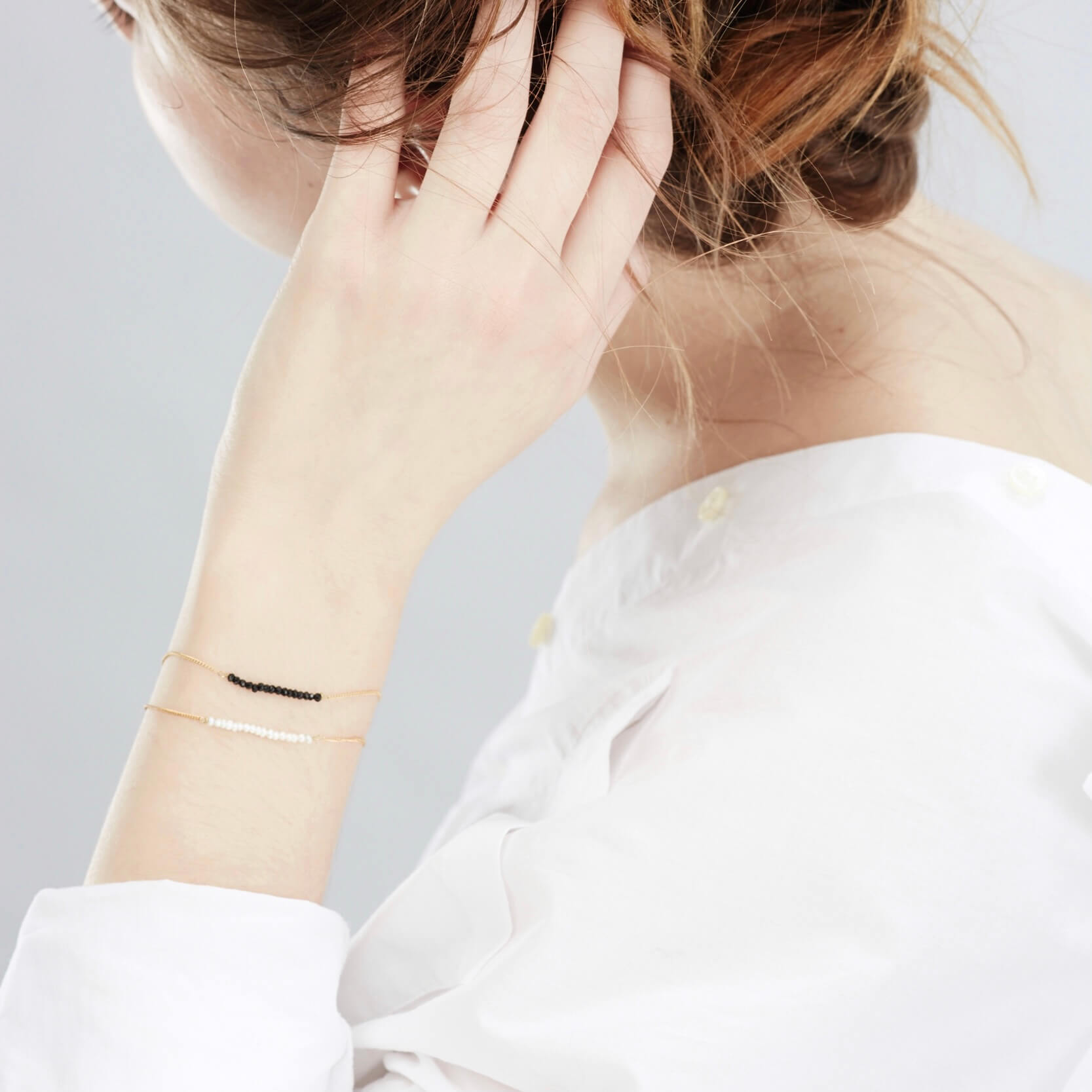 Браслет "Basic" с черной шпинелью, позолота