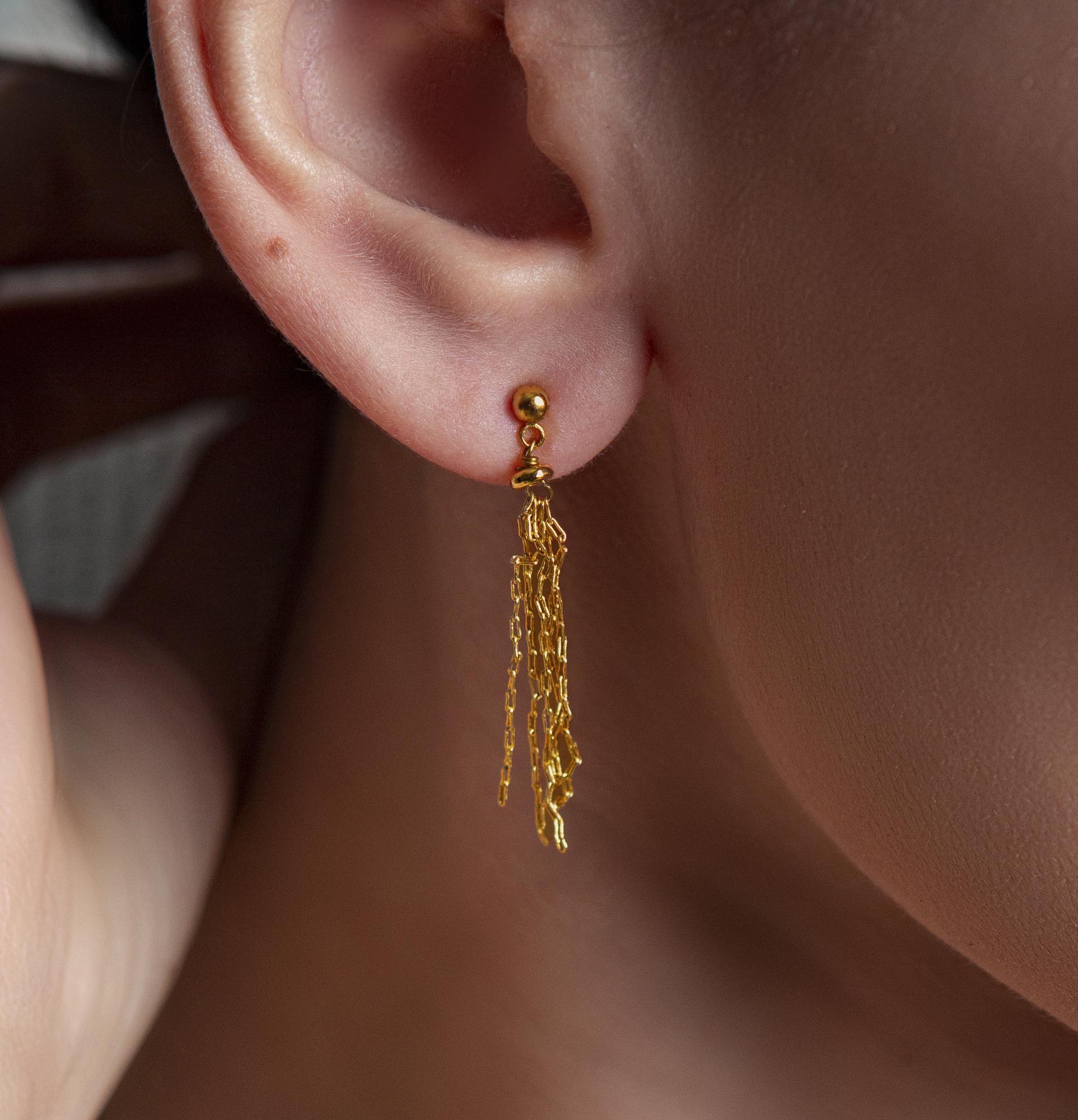 Серьги-пусеты "Gold brush"