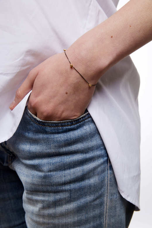 Браслет "Droplets", чернение и позолота