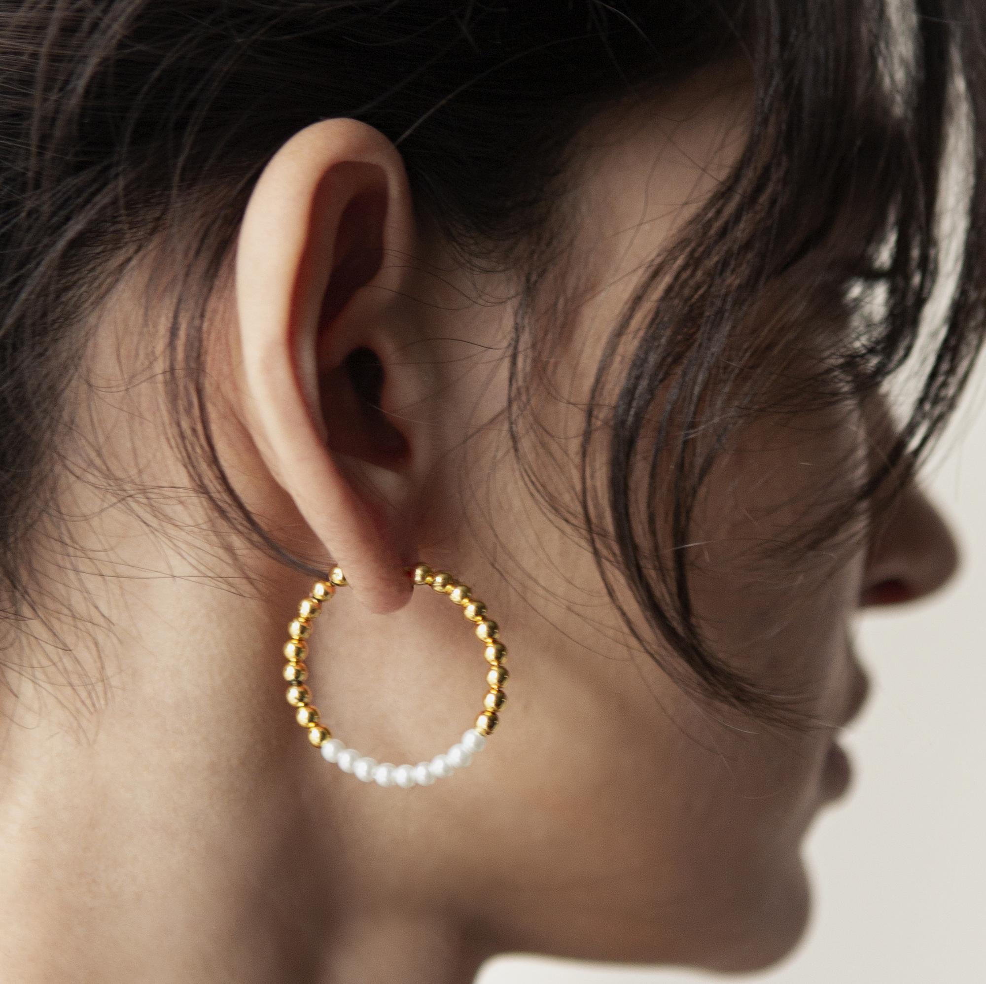 Серьги-кольца "Similarity" золотой гематит