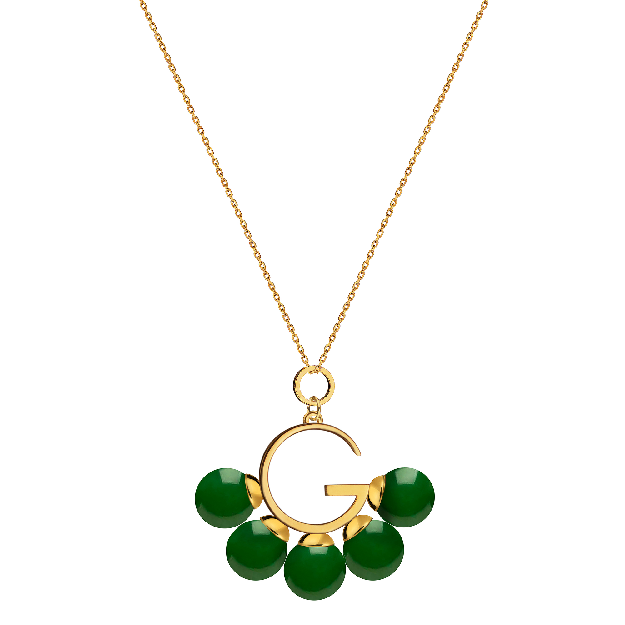 Подвеска G с темно-зеленым агатом