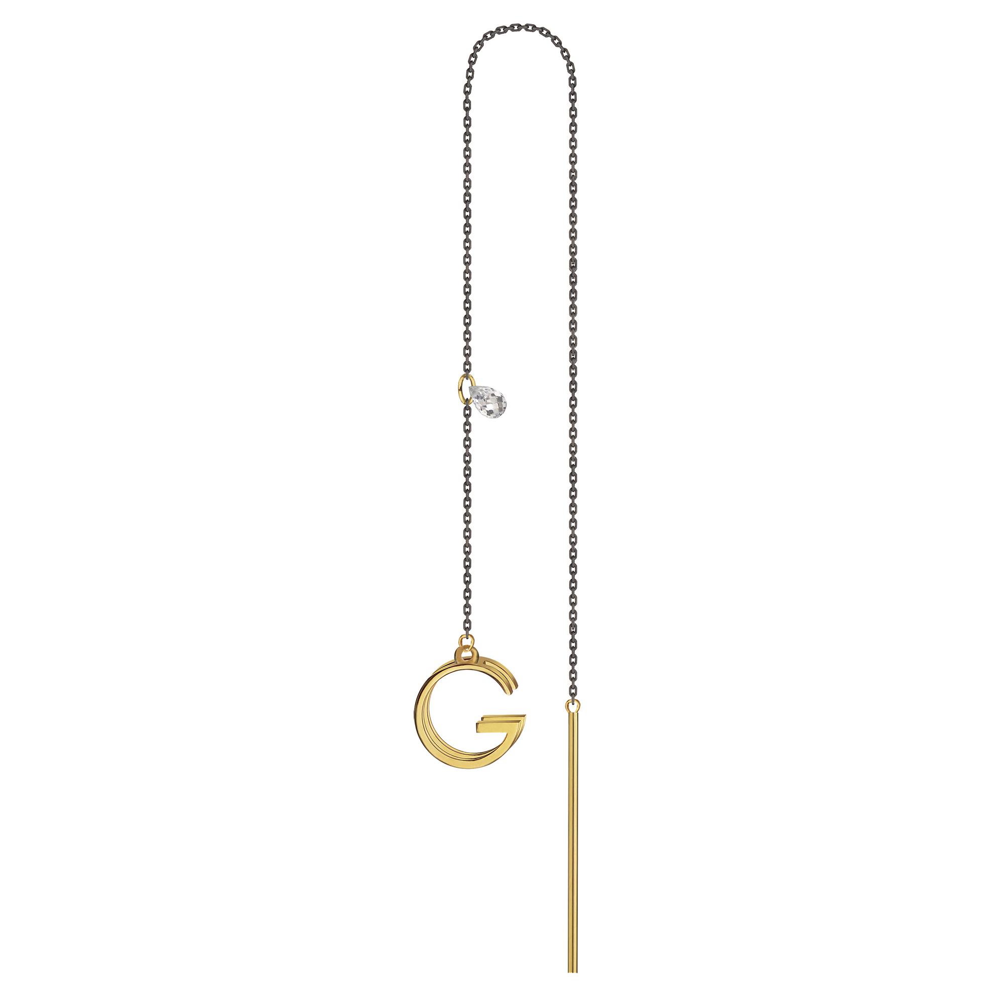 Моносерьга  G c прозрачным фианитом Set Box