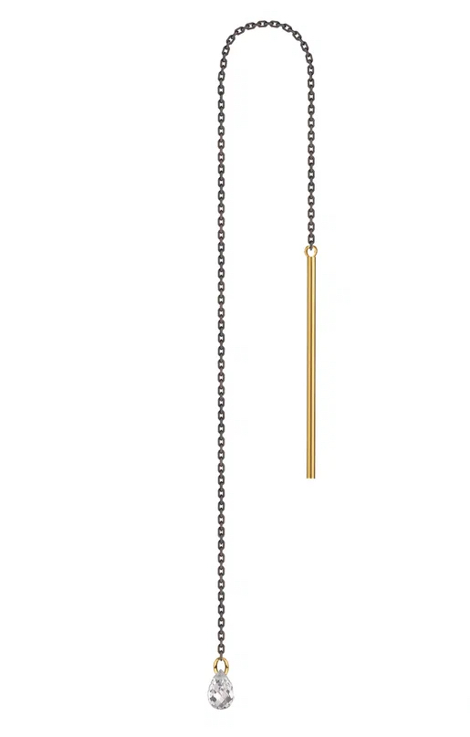 Моносерьга -протяжка с каплей прозрачного фианита