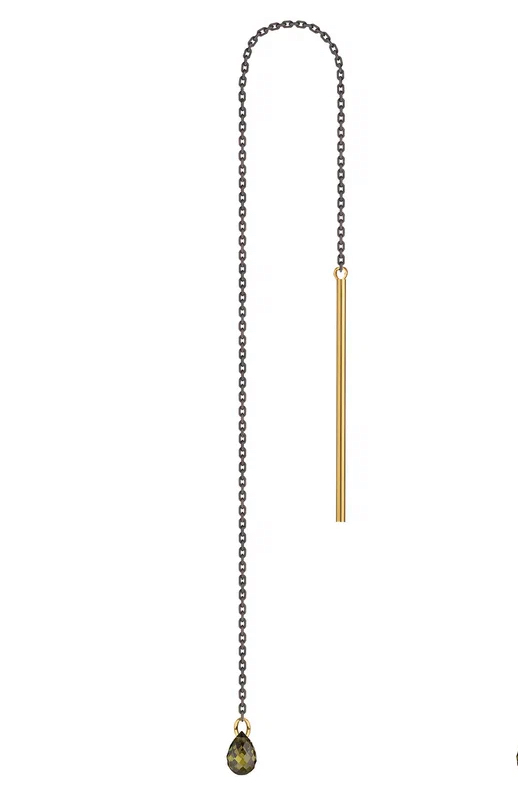 Моносерьга -протяжка с каплей зеленого фианита Set Box