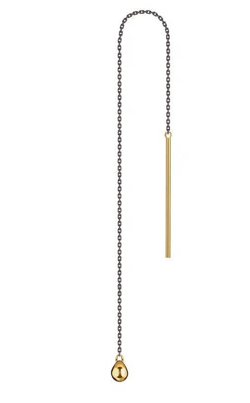 Моносерьга -протяжка  Gold Drop с  позолоченной каплей