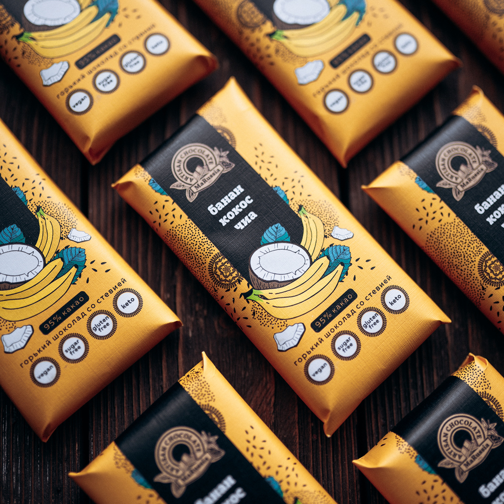 Банан + кокос + чиа + стевия | шоколад без сахара