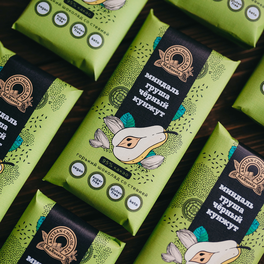 Миндаль + груша + кунжут + стевия | шоколад без сахара