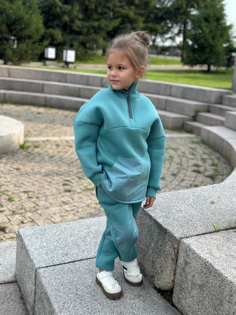 Костюм трикотажный с начесом бирюза