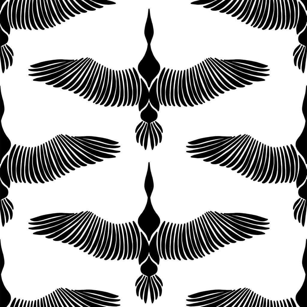 Birds black образец ткани