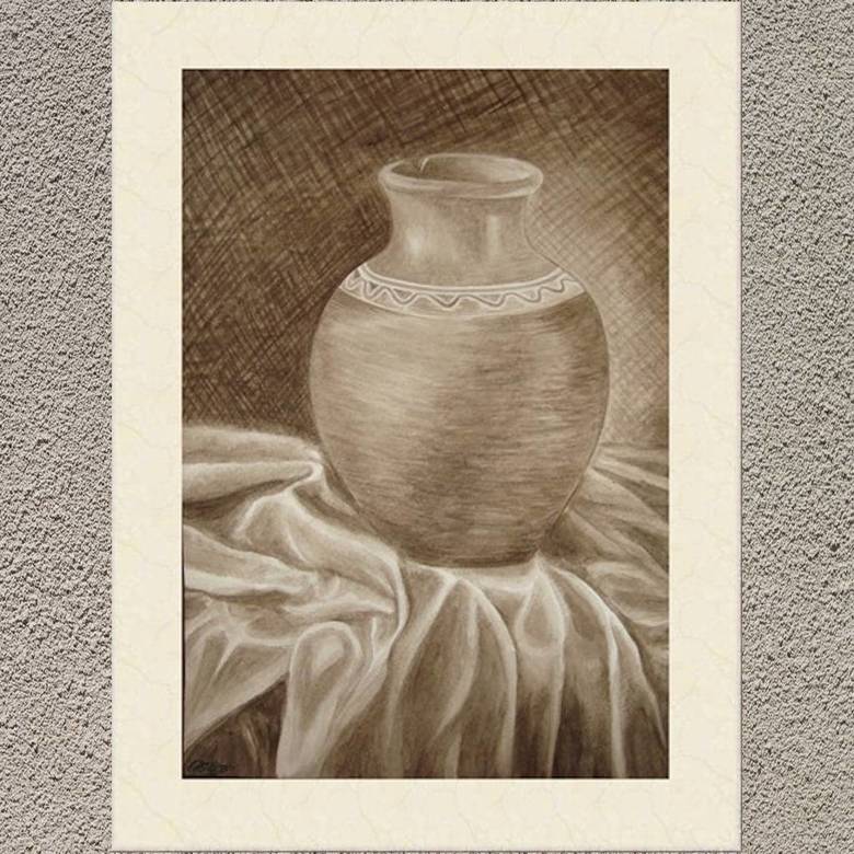 натюрморт гризайль акварель керамический старый кувшин