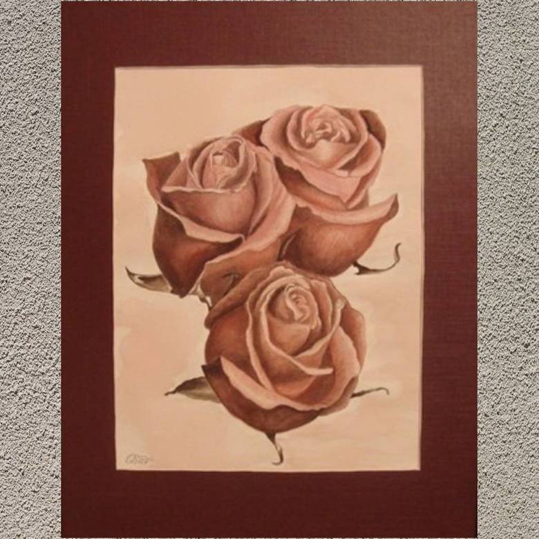 натюрморт цветы акварель красные розы