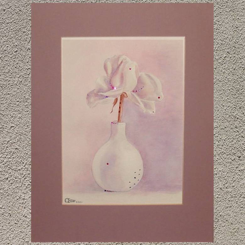 натюрморт акварель стразы цветы сиреневый цветок