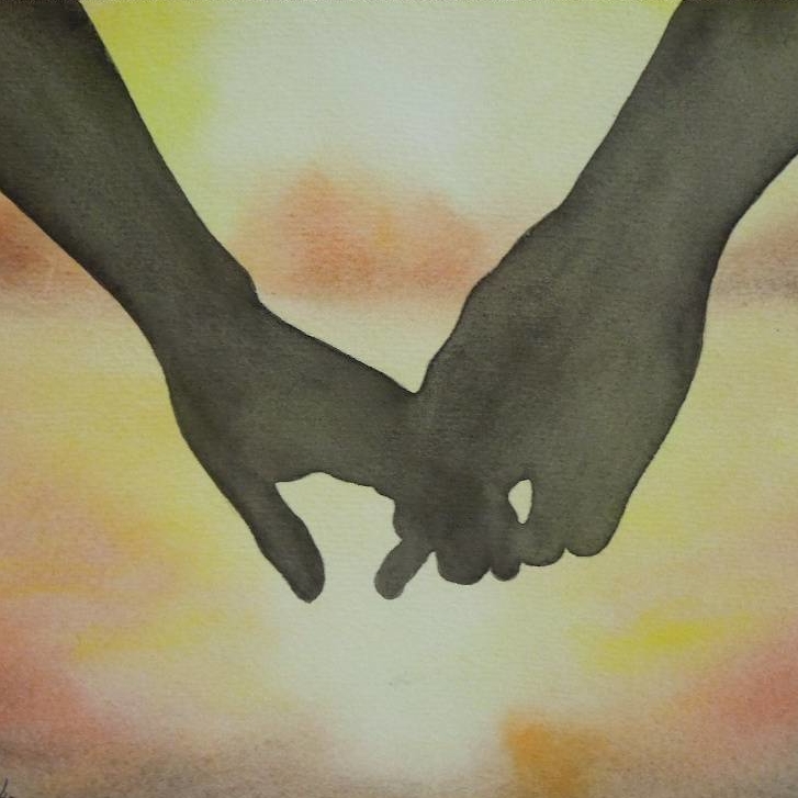 портрет акварель две руки вместе контражур 212