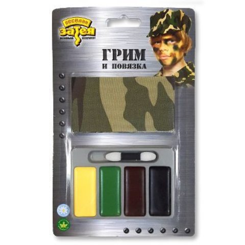 Грим набор Камуфляж 4цв +Повязка +апплик