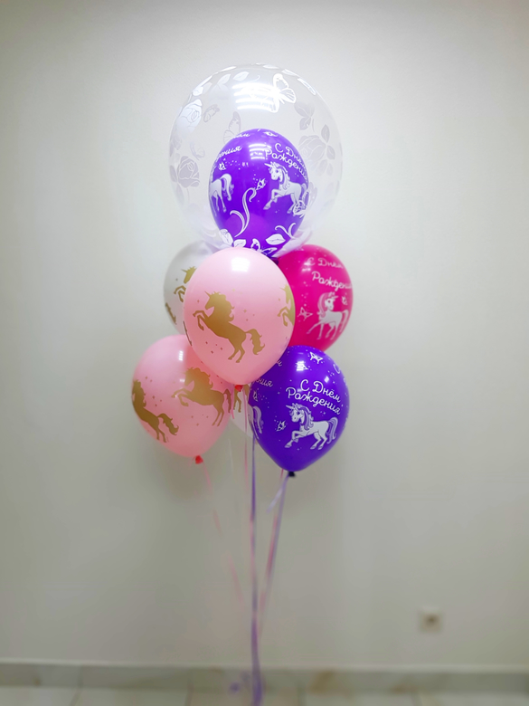 Букет с Единорогами и шар в шаре